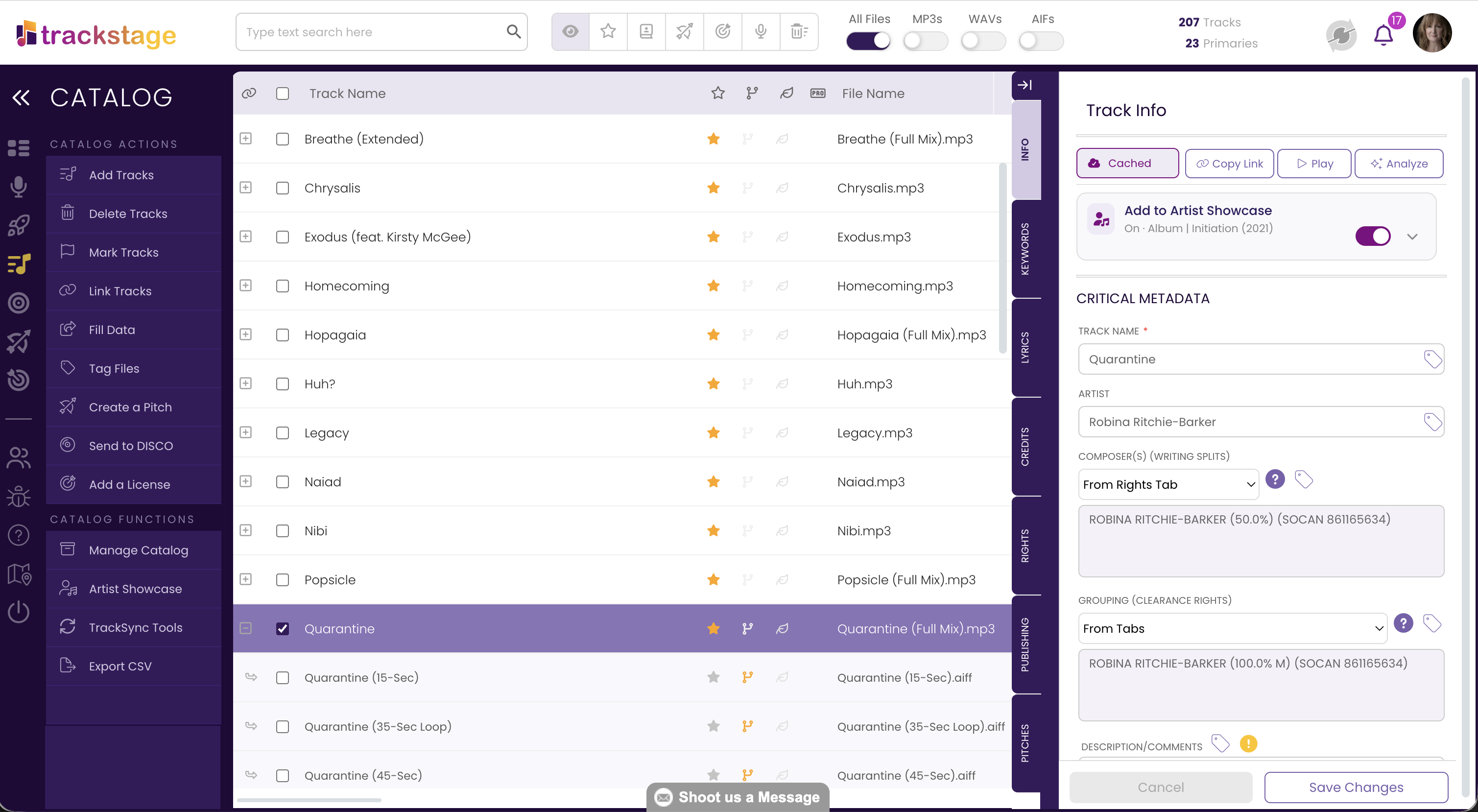 Catalog — every version, stem, and detail in one place