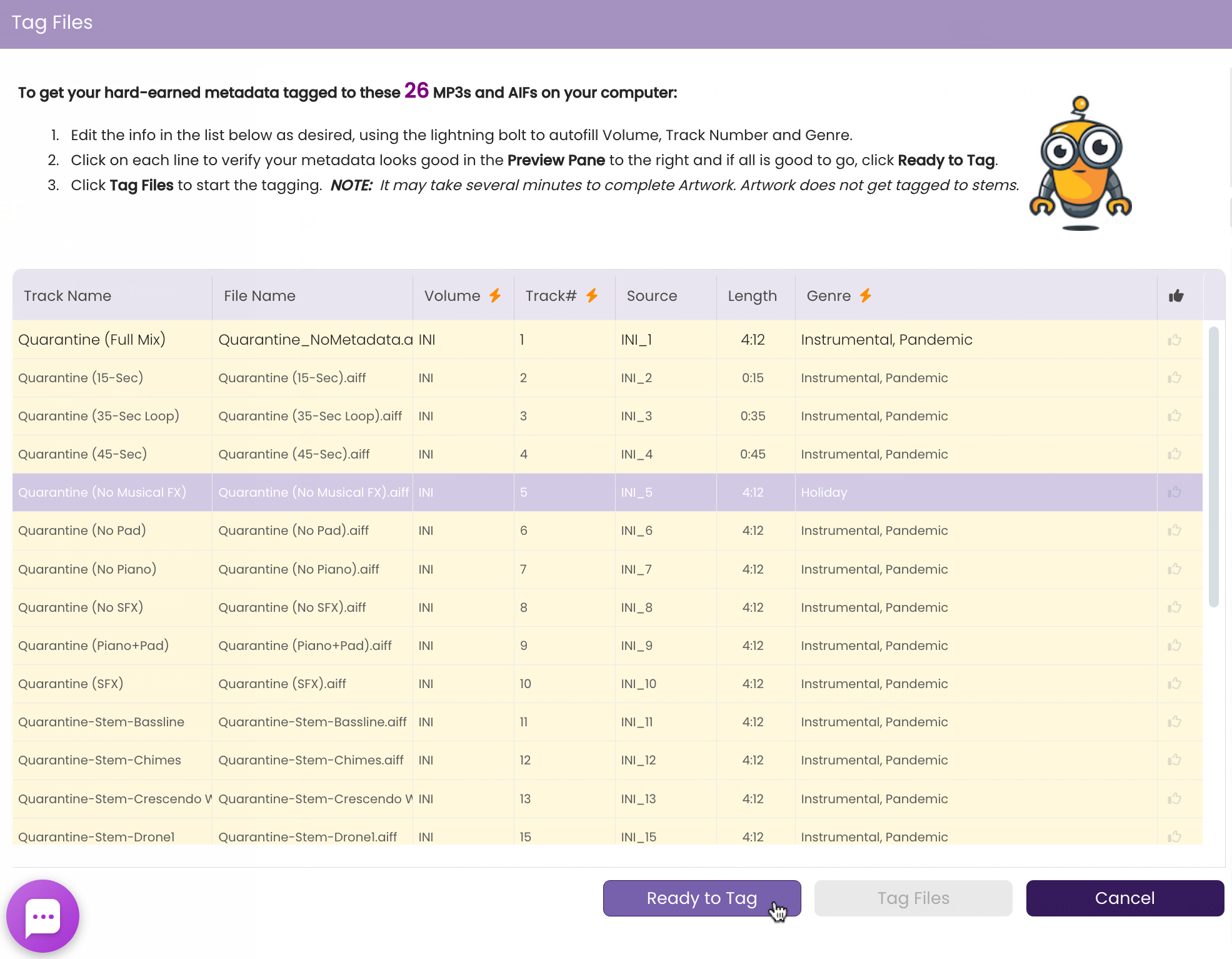 Clicking the plus to expand linked tracks and only show all tracks linked to the Primary.