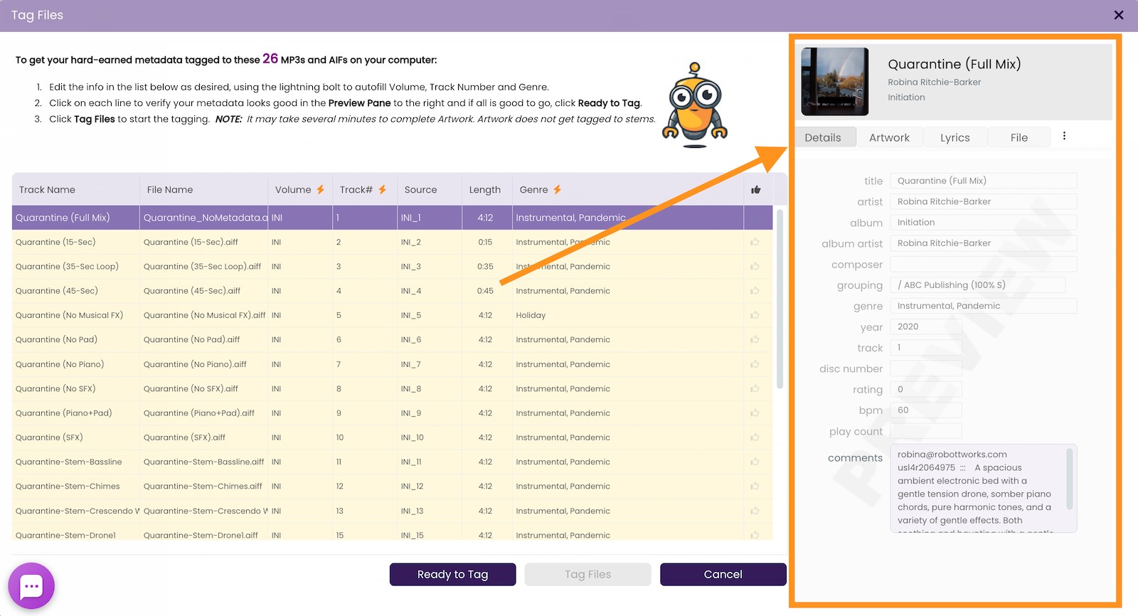 Clicking the plus to expand linked tracks and only show all tracks linked to the Primary.