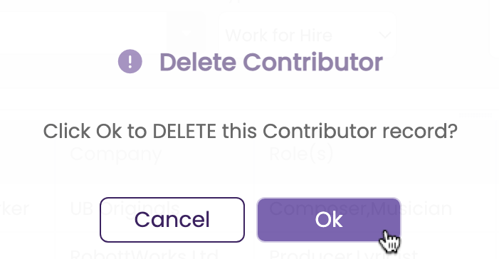 Confirming the deletion by clicking Ok in a dialog box.