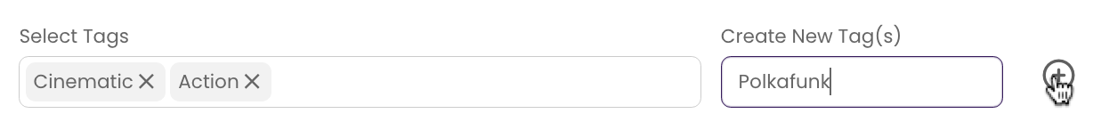 Entering a custom Genre in the Create New Tag(s) field.