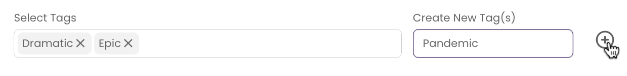 Adding a custom keyword in the Create New Tag(s) field.