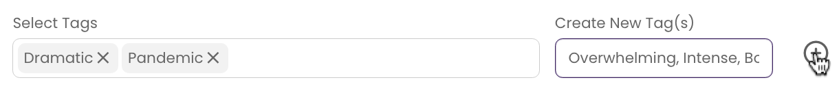 Pasting the copied words into the Create New Tag(s) field.