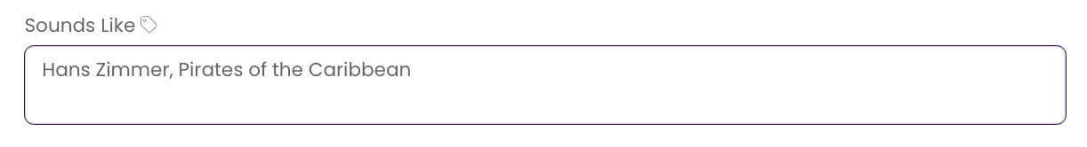 The Sounds Like field in the TrackStage Keywords Tab.