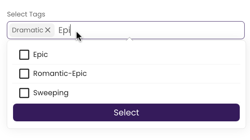 Typing text jumps to the keyword