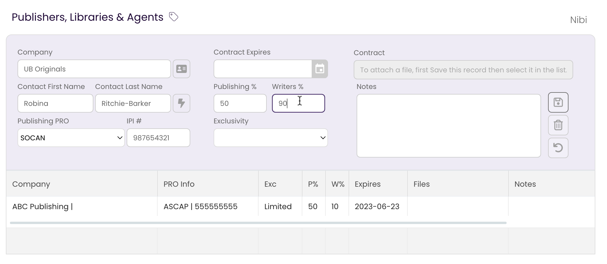 Entering your Writer's Share into the Publishing Tab.
