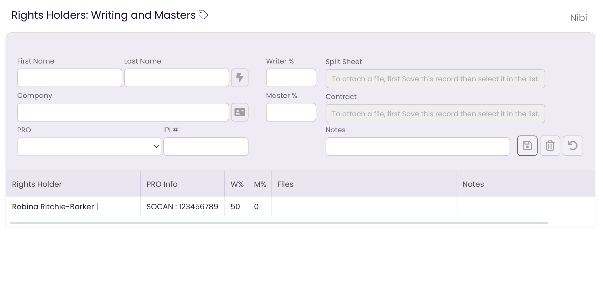 The removed Rights Holder is no longer showing in the Rights tab