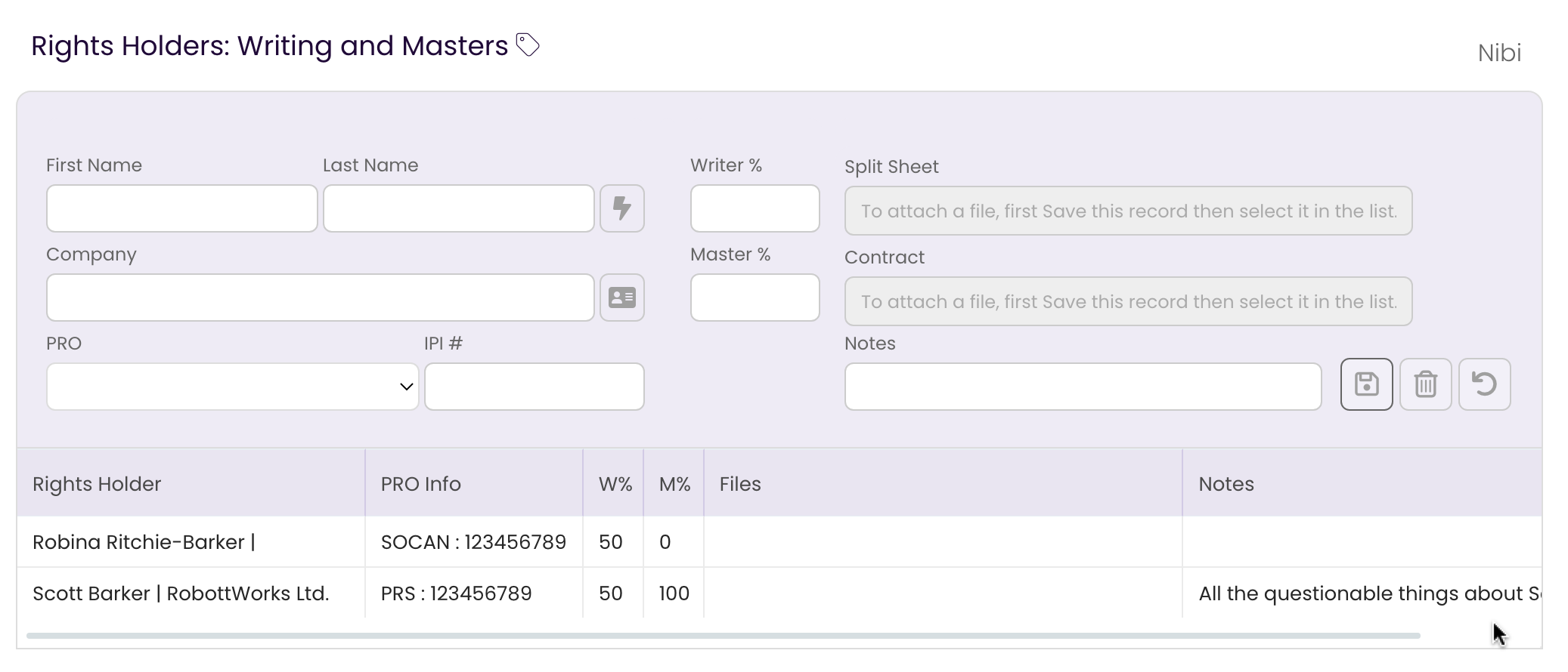 Clicking the Save Changes button to save the edited Rights Holder information.